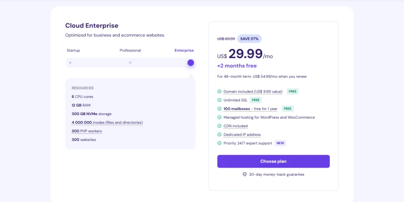 Hostinger Cloud Enterprise Plan