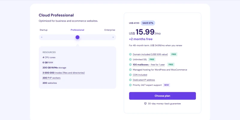 Hostinger Cloud Professional Plan
